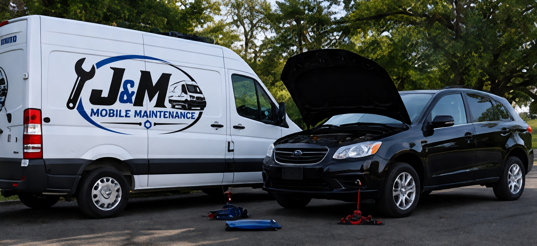 J&M van and customer car